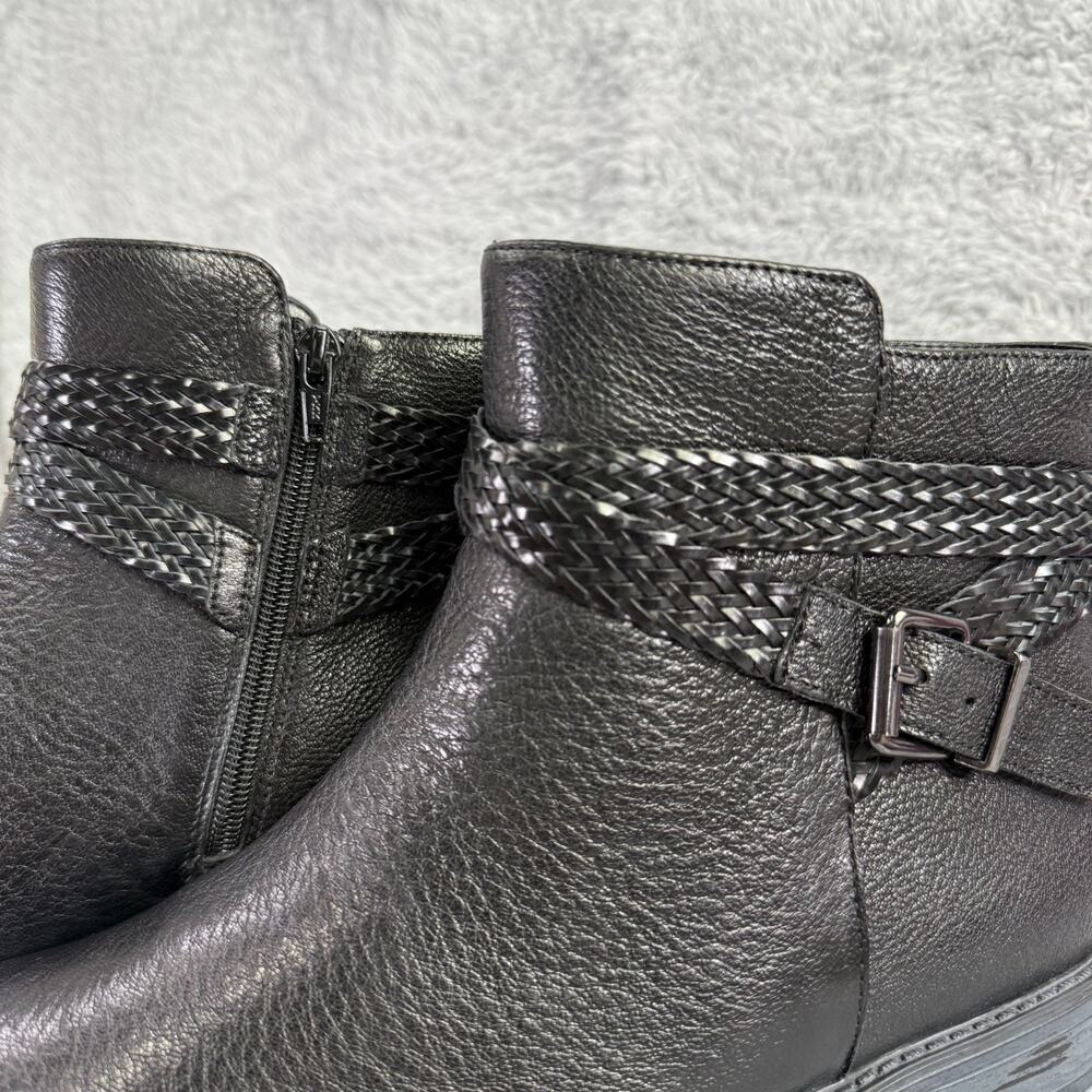 David Tate Womens Skip Zipper Buckle Ankle Booties Black Pebble Leather Sz 10 - Picture 2 of 10